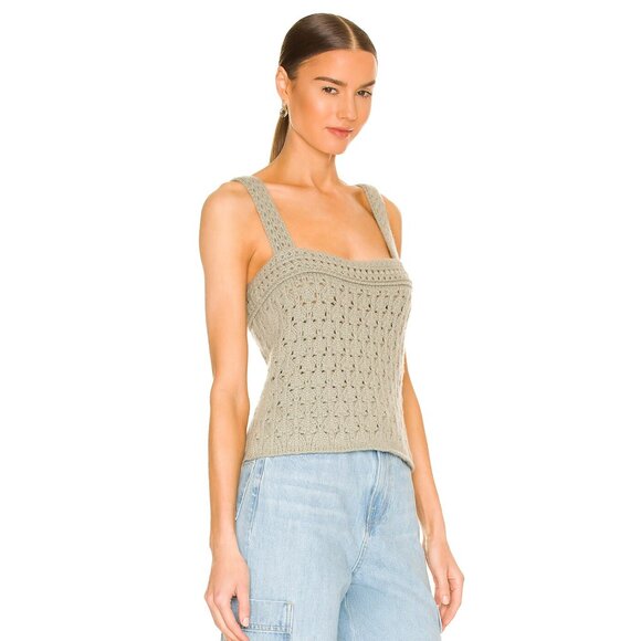 Vince Tops - Vince Green Artichoke Cropped Squareneck Tank Top Cami Size Medium